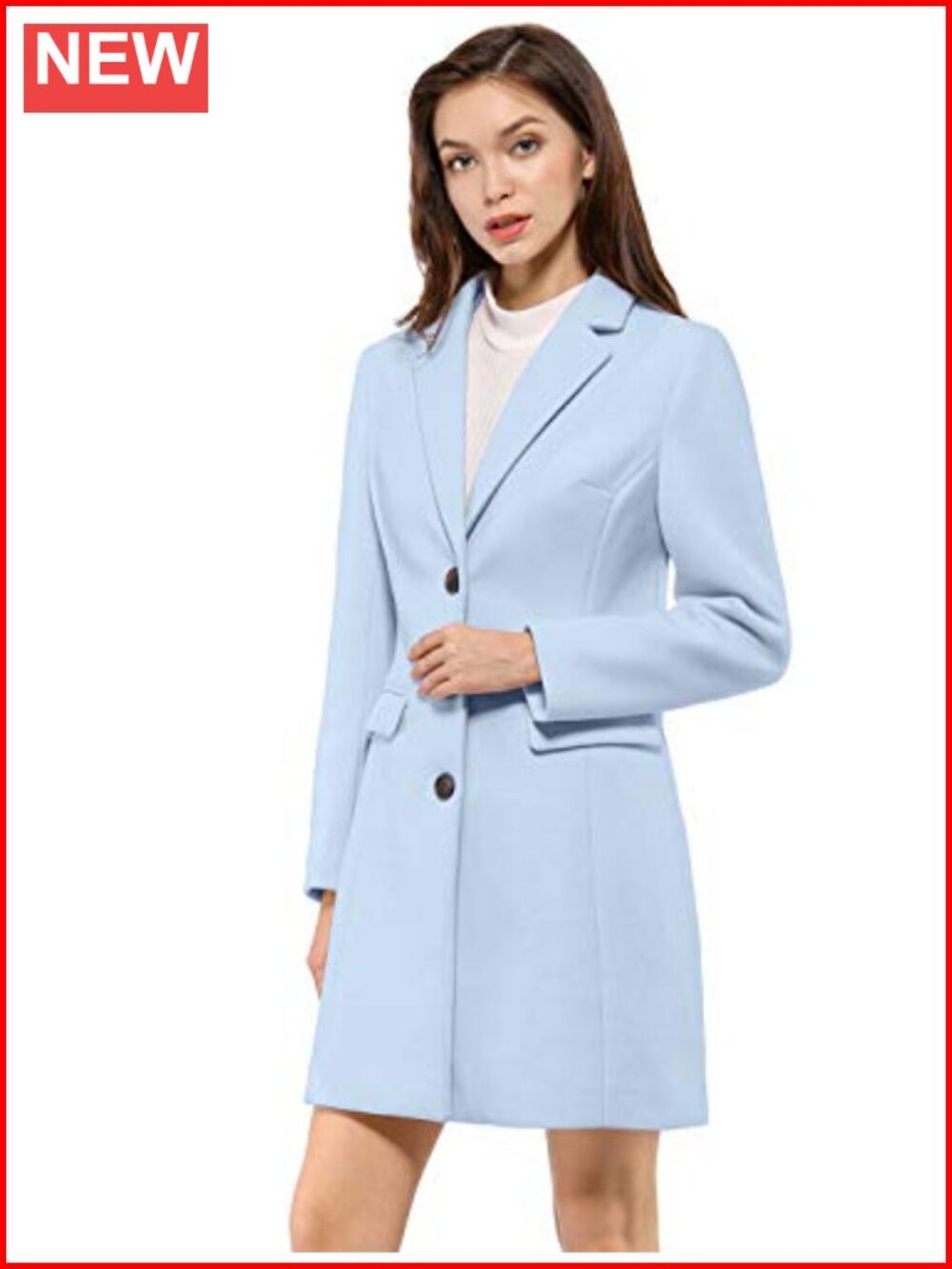 Single Breasted Peacoat Work A-line Winter Overcoat